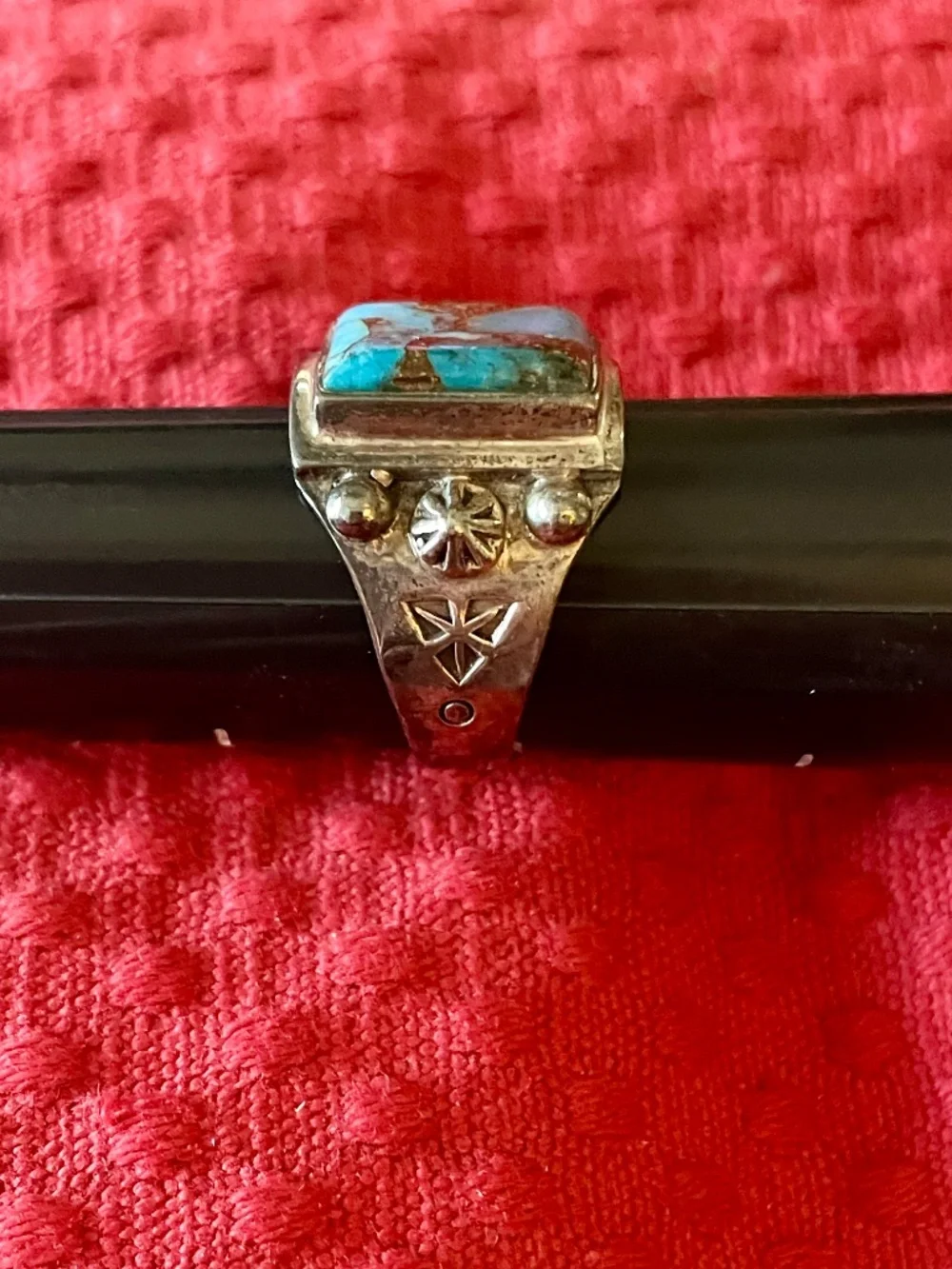 Blue Gem Sterling Silver  Turquoise Ring, Size 10